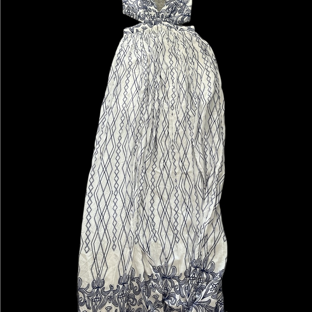 Fashion Nova White and Blue Maxi Dress